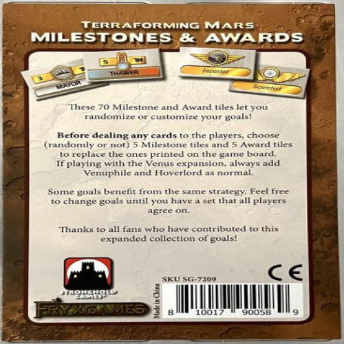 Terraforming Mars Milestones and Awards