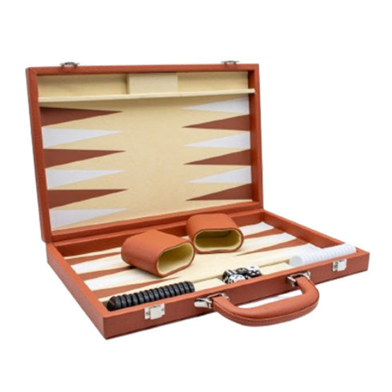 LPG Classics Leather Backgammon Set - Brown
