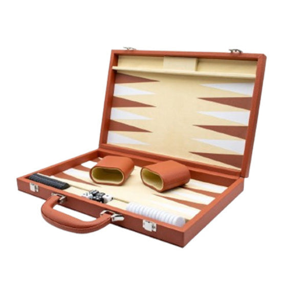 LPG Classics Leather Backgammon Set - Brown